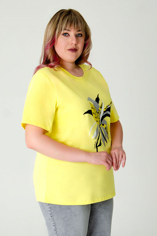Арт. 3-1150 Футболка женская 50-58 (5 шт) Цвет:желтый - Калинка фото 10
