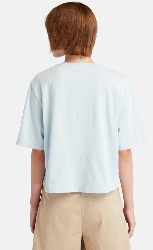Футболка Timberland TFO T-Shirt Seasonal Logo Cropped Relaxed голубая  фото 2