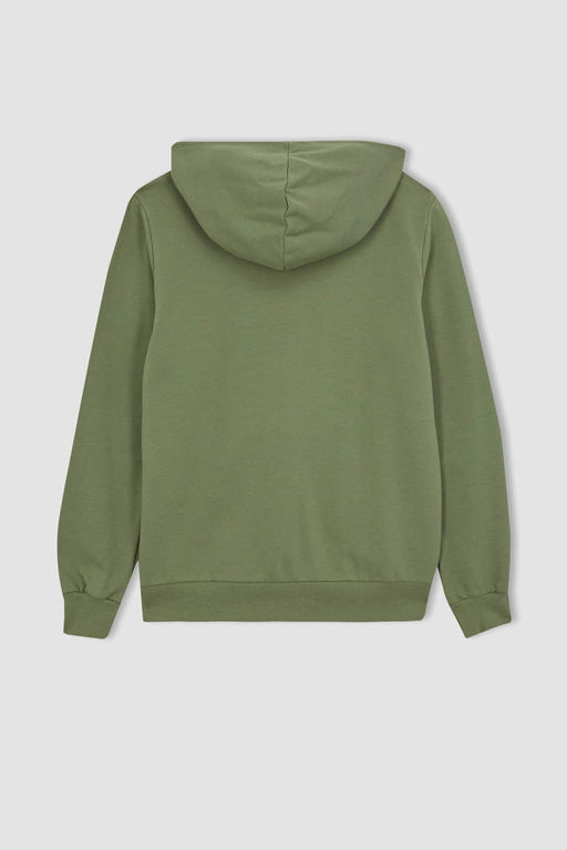 Базовая толстовка на молнии с капюшоном обычного кроя - Defacto фото 10