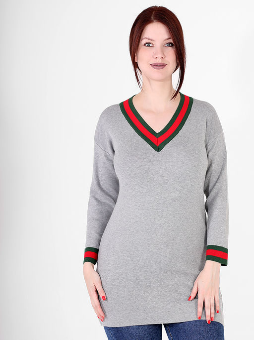 Туника-свитер серая больших размеров - Almond фото 3