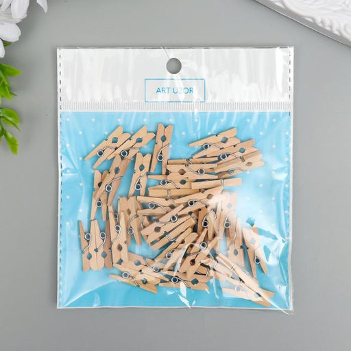 Цена за 2 шт. Декор для творчества дерево «Прищепка» (набор 40 шт.) 2.5×0.8 см