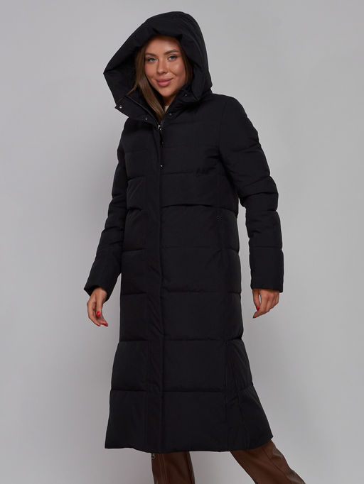 Пальто утепленное молодежное зимнее женское черного цвета 52382Ch - Holdluck фото 7