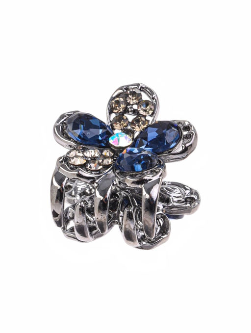 Цена за 6 шт. Крабик для волос «Роуз», цветочек, 2 см, чёрный