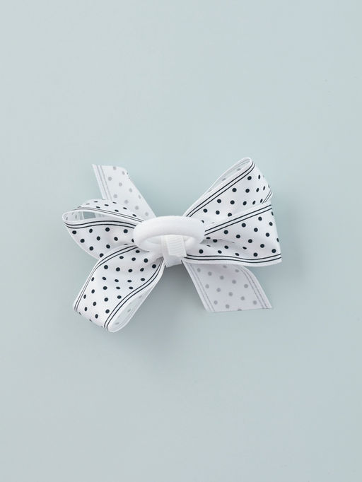 Цена за 6 шт. Бант для волос на резинке «Школьница», полоски горох, 8 см, бело-синий