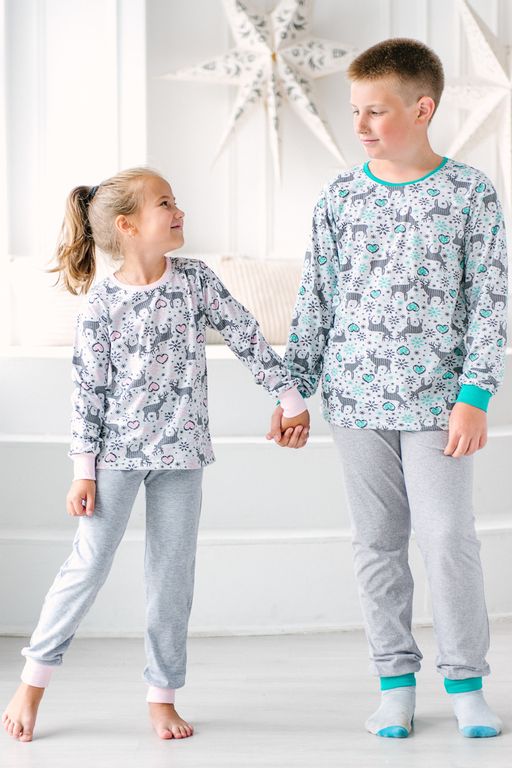 Пижама подростковая из джемпера и брюк из кулирки Олененок ментол - Амадэль фото 3