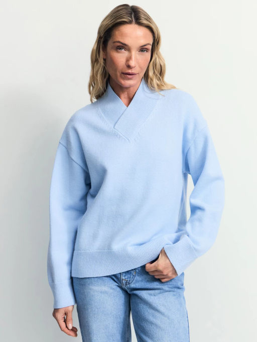 Джемпер оверсайз с V-образной горловиной / Zarina фото 4