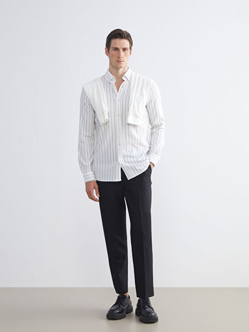 Slim Fit Uzun Kollu ?izgili Erkek G?mlek