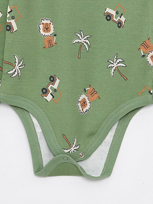 Bisiklet Yaka Uzun Kollu Bask?l? Erkek Bebek ??t??tl? Body - Waikiki фото 3