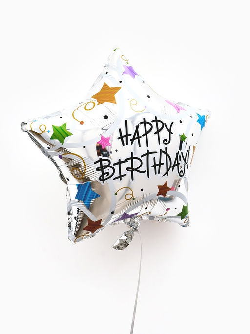 Воздушные шары фольгированные 18" звезда "С днем рождения, металлик" набор 5 штук