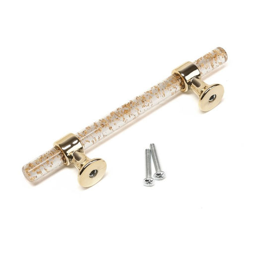 Ручка-скоба CAPPIO PK106, м/о 96 мм, d=12 мм, пластик, цвет прозрачно-золотой/золото