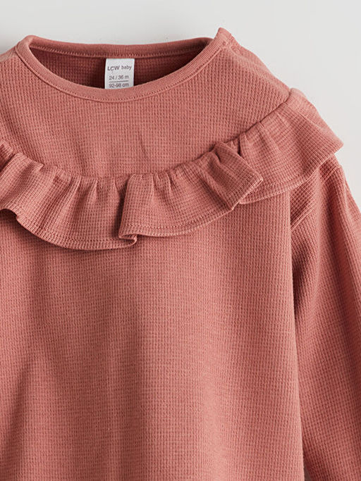 Bisiklet Yaka D?z Penye F?rf?rl? K?z Bebek Ti??rt