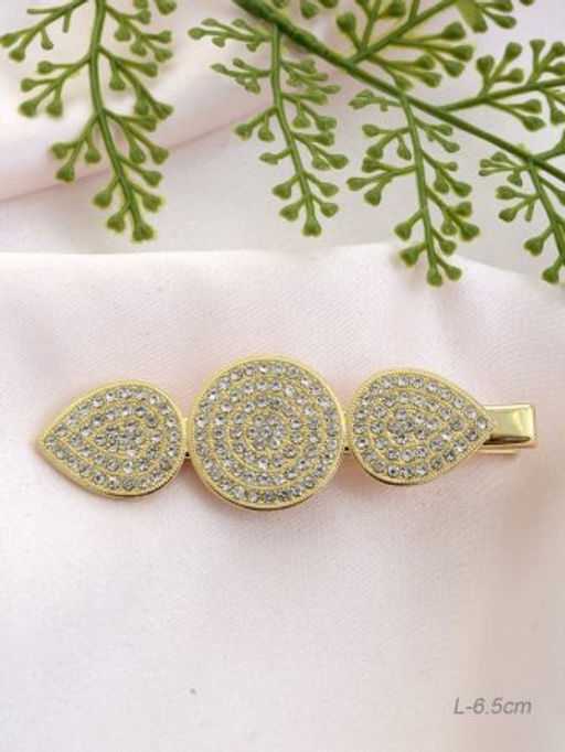 Заколка-зажим для волос 6,5 см Микс / GTK-35 /уп 12/золото/стразы - Галеонтрейд фото 3