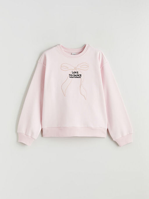 Bisiklet Yaka Nak??l? K?z ?ocuk Sweatshirt