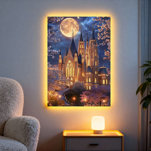 Мозаика алмазная "Ночной замок" (светится в темноте) 40*30 см.