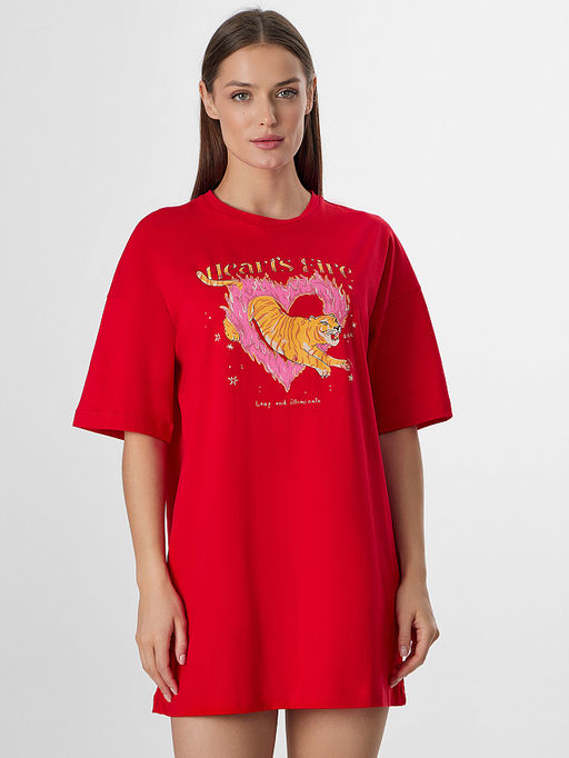 Туника домашняя женская красная с надписью - Mark formelle фото 5