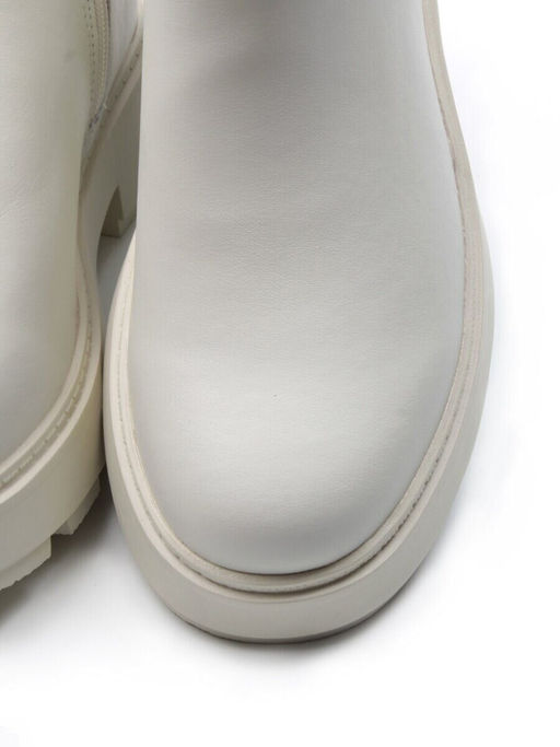 01-PCX55-2 WHITE Ботинки демисезонные женские (натуральная кожа, байка)