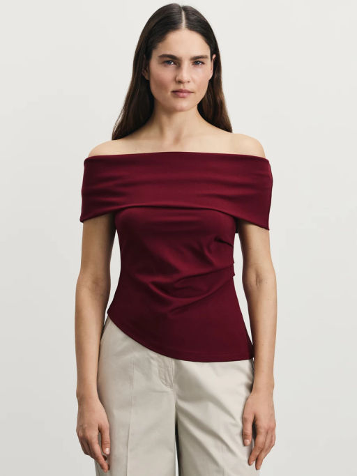 Приталенный топ со спущенными плечами / Zarina  фото 3