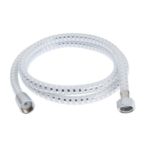 Душевой шланг ZEIN Z02PW, 150 см, с пластиковой конусообразной гайкой, ПВХ, белый, Имп/Имп