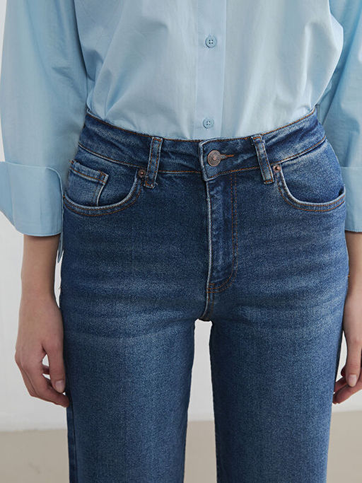 Y?ksek Bel Wideleg Kad?n Jean Pantolon