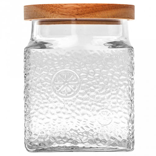 Банка стеклянная прижимная крышка Фреш 1,1л, 11х11см h14см, деревянная крышка с уплотнителем, д/горла - 9,5см, основание - 10,3х10,3см, цветная коробка (Китай) - Домашняя мода фото 2