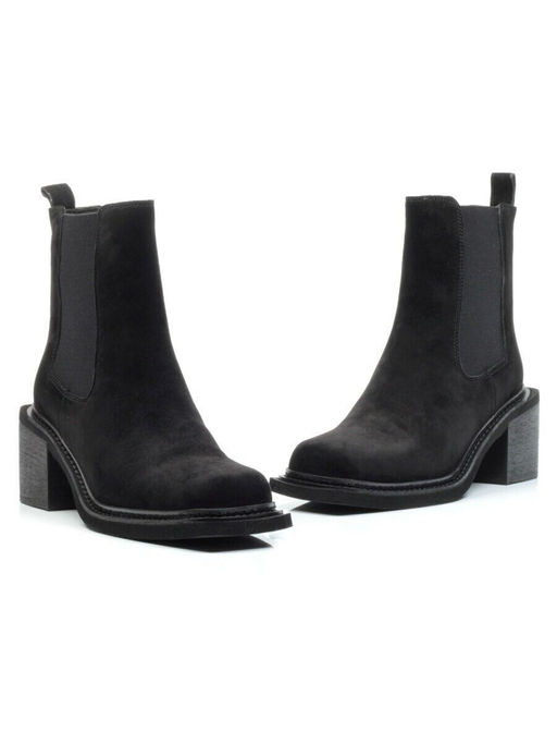 04-E21W-1B BLACK Ботинки зимние женские (натуральная замша, натуральный мех)