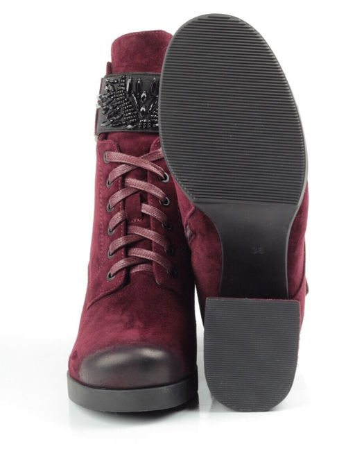 04-R135-2 BURGUNDY Ботинки зимние женские (натуральная замша, натуральный мех)