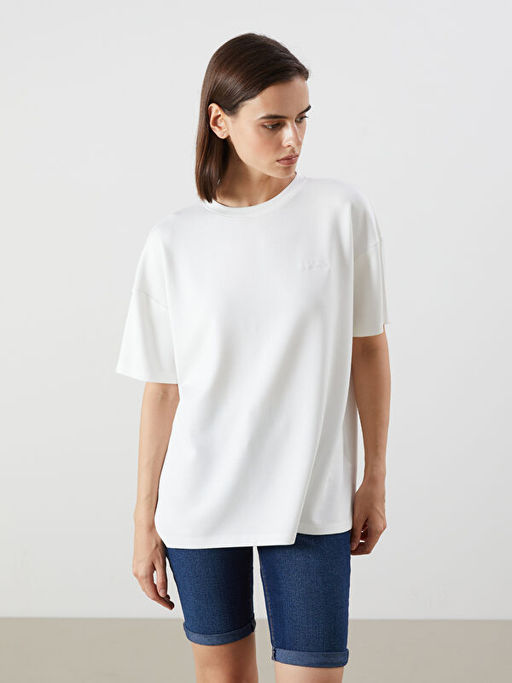 Bisiklet Yaka Oversize Kad?n Ti??rt