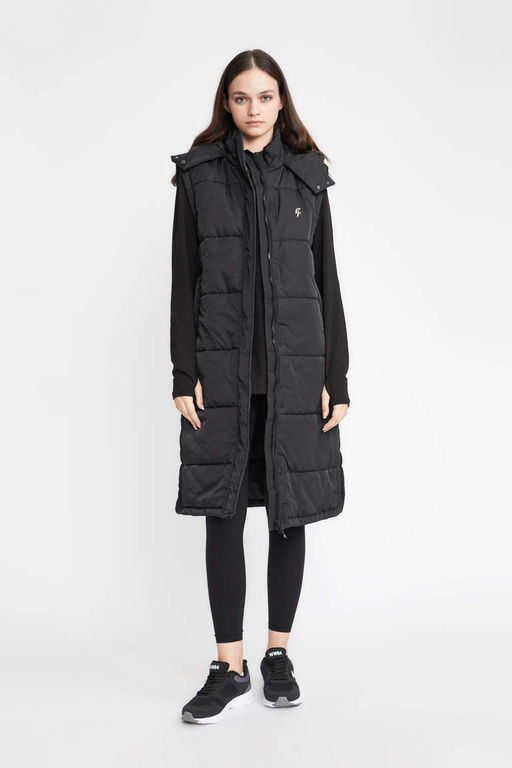 Длинный надувной спортивный жилет DeFactoFit с водоотталкивающим капюшоном и капюшоном  фото 4