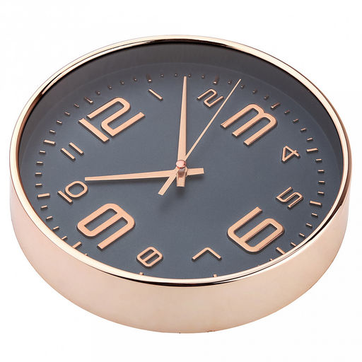 Часы настенные Элизиум д19,4см, h4см, мягкий ход, циферблат синий; цифры арабские, розовое золото; корпус пластик, розовое золото; в коробке (Китай) - Домашняя мода фото 3