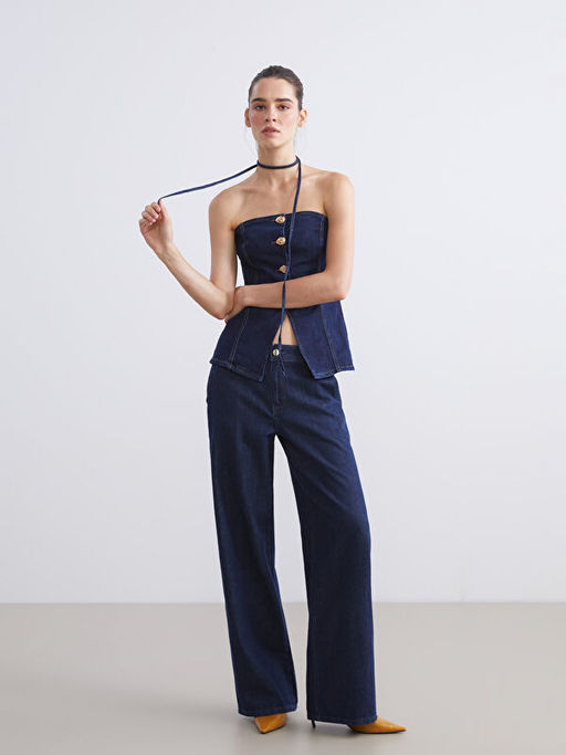 Straplez Yaka Jean Bluz