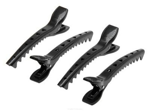 Dewal Зажим для волос крокодил JB0024, пластик, черный, 12,5 см, 4 шт.  фото 2