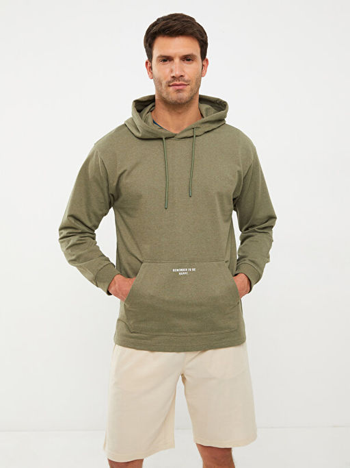 Oversize Uzun Kollu Bask?l? Erkek Hoodie - Waikiki фото 3