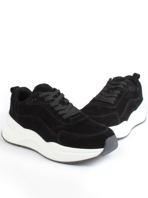 05-A504-1 BLACK Кроссовки женские (натуральная замша)