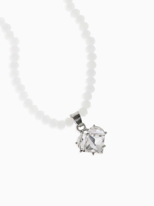 Набор 2 предмета: колье, серьги Трансформеры жемчуг со стразами, белый в серебре