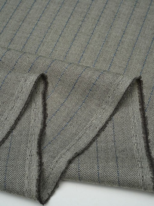 Шерсть костюмная Елочка-полоска цв.серо-бежевый с зеленым оттенком, ш.1.55м, шерсть-65%, п/э-35% - Купава фото 5
