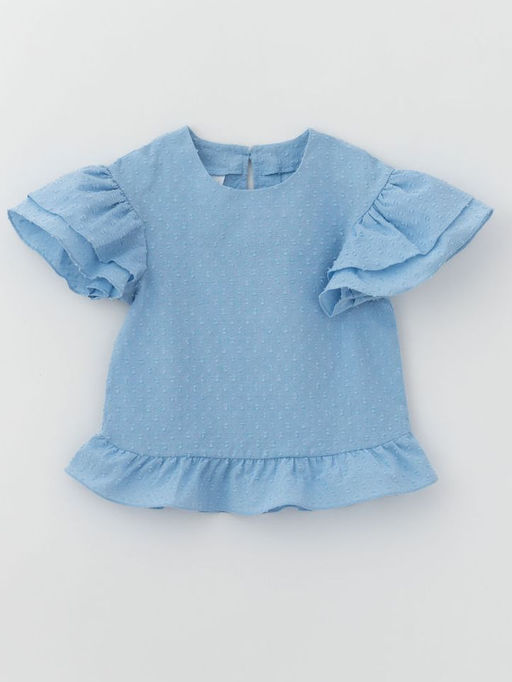 Блуза для девочки с коротким рукавом, голубой - Lesi kids фото 14