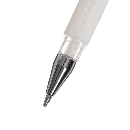 Цена за 12 шт. Ручка гелевая, 0.5 мм, белый, прозрачный корпус с резиновым держателем - Simaland фото 4