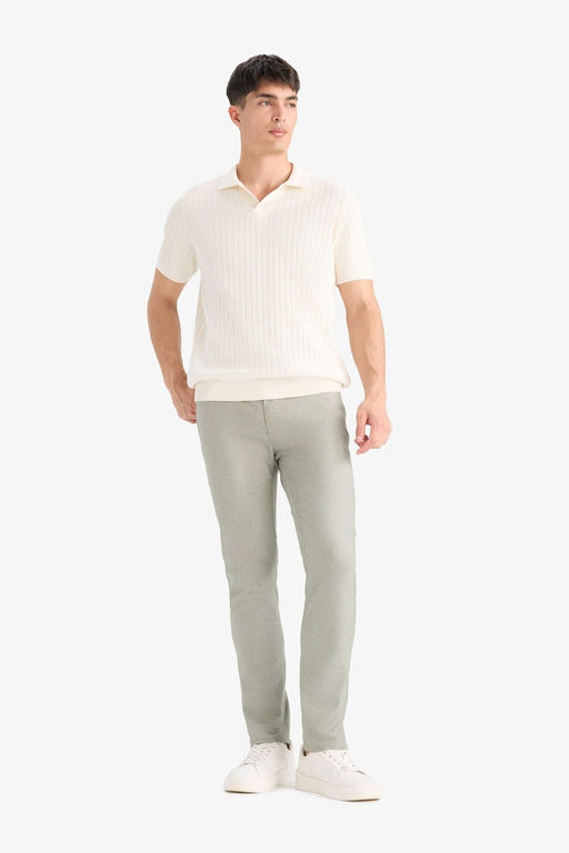 Slim Fit Yazl_k Chino Kanvas Dokulu Pantolon - Defacto фото 3