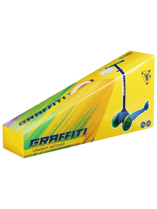 Самокат GRAFFITI, колёса световые PU 110/75 мм, ABEC 7, цвет синий