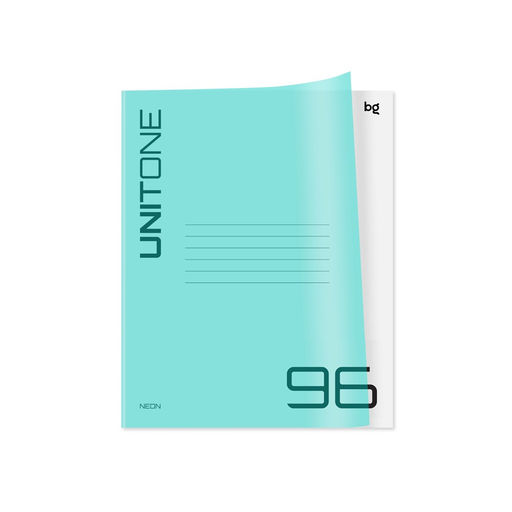 Тетрадь 96л. BG "UniTone. Neon" голубая, клетка (Т5ск96_пл 06455) пластиковая обложка