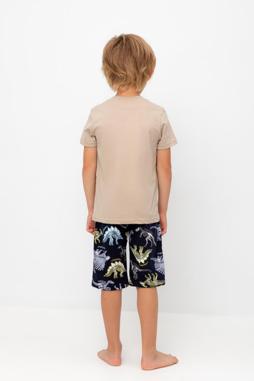 К 1528/темно-бежевый,цветные динозавры пижама дет