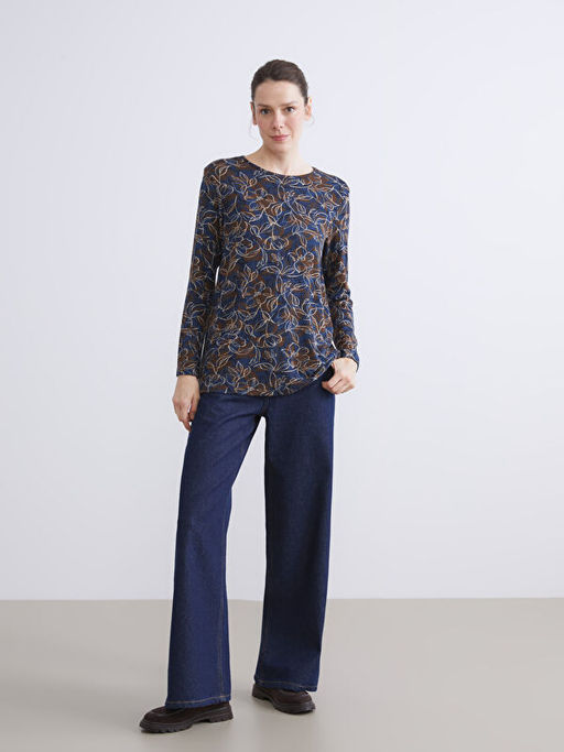 Bisiklet Yaka Desenli Bluz