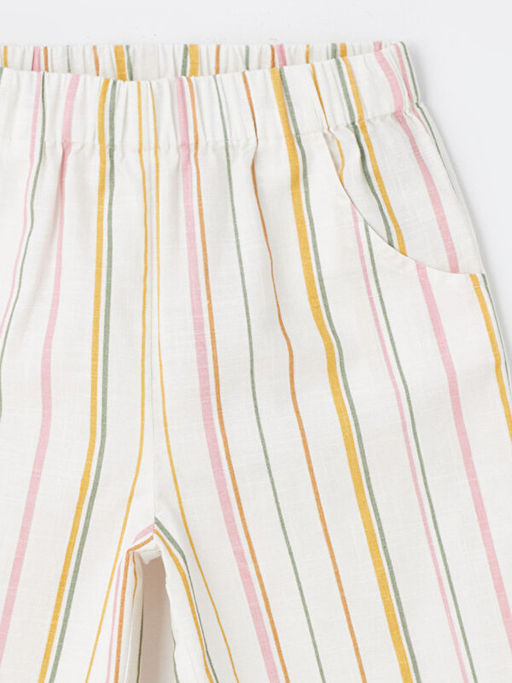 Beli Lastikli ?izgili K?z Bebek Pantolon - Waikiki фото 3