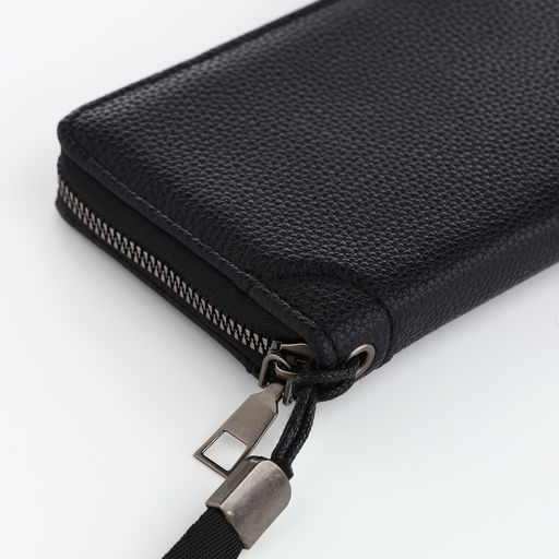 Портмоне мужское на молнии, отдел для карт, монет, чёрное