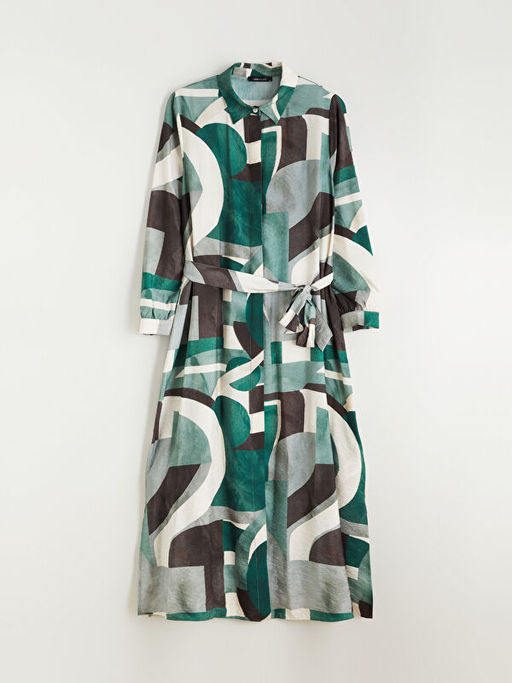 Ku?akl? Desenli G?mlek Elbise