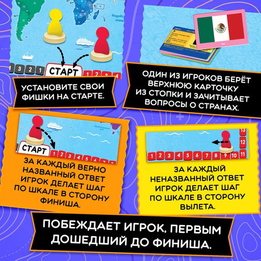 Настольная игра для детей на память Путешествие вокруг света, от 3 игроков, 12+ - Лас Играс kids фото 3