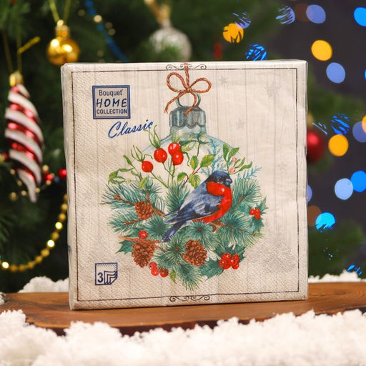Цена за 2 шт. Салфетки новогодние бумажные Home Collection «Сказочное украшение», 3 слоя, 33х33 см, 20 шт