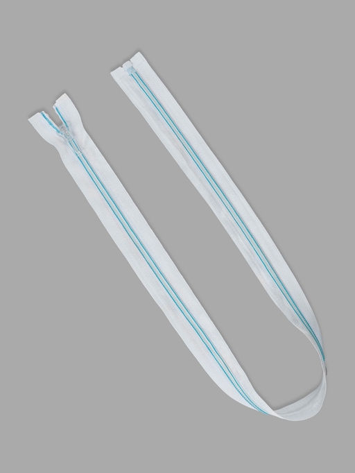 Цена за 10 шт. Молния «Спираль», №5, разъёмная, замок автомат, 70 см, белая, голубая