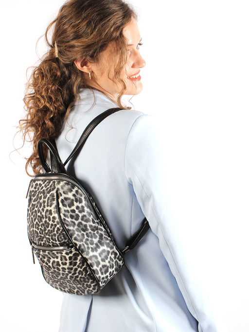 LACCOMA рюкзак Мэри-HL040-леопард черный эко кожа хлопок  фото 2