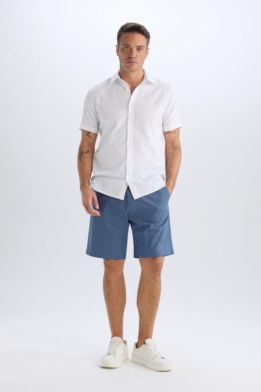 %100 Pamuk Regular Fit Gabardin Bermuda _ort - Defacto фото 3